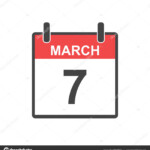 March 7 Calendar Icon Vector Illustration In Flat Style Stock