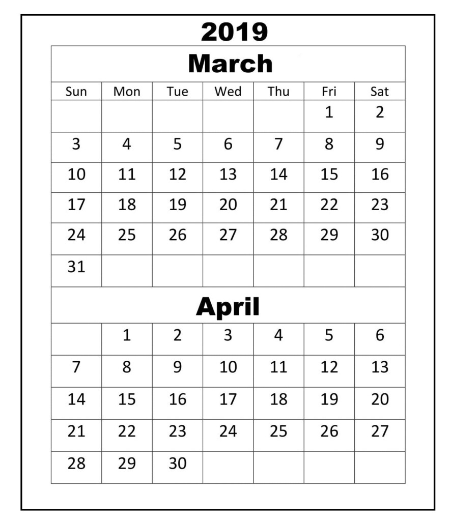 March April 2019 Calendar Academic 2019 Calendar Free Printable 