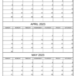 March April May 2023 Calendar Printable Template Three Month Calendar