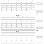 March April May Calendar 2023 Printable Template PDF