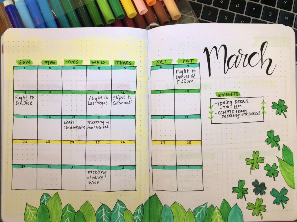 March Bullet Journal Cover March Bullet Journal Calendar Cover 