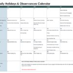 March Daily Holidays Observances Printable Calendar S S Blog