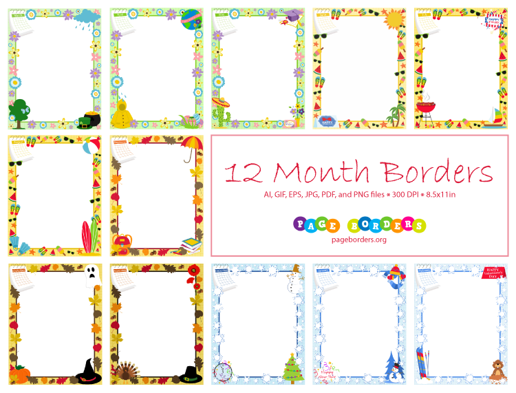 Month Border Bundle Free School Borders Clip Art Borders Free 