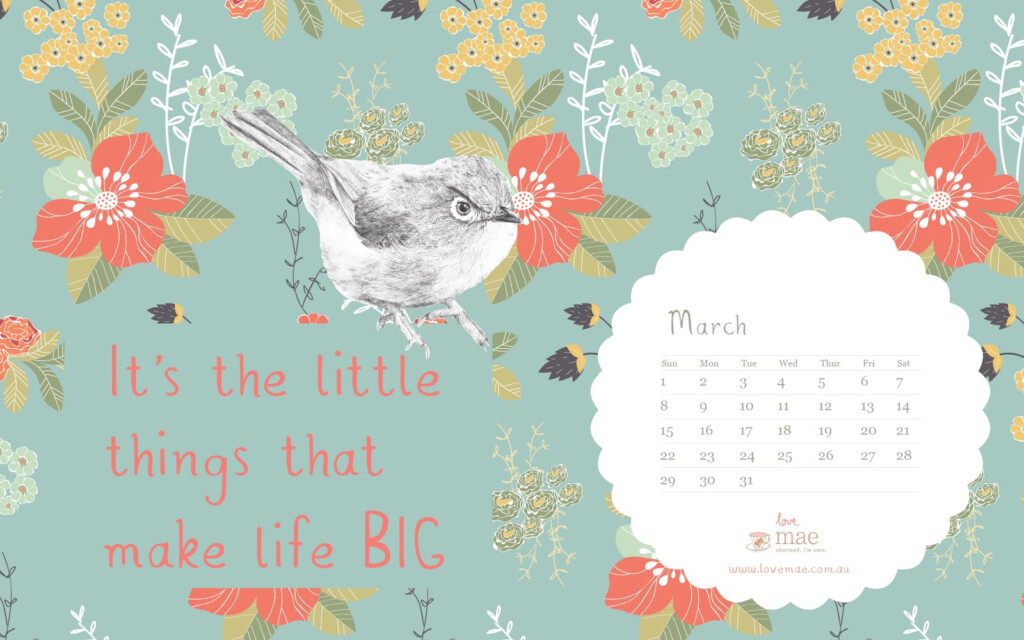 New Desktop Calendar For March Love Mae Blog