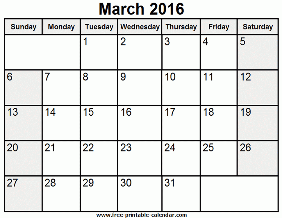 Printable march 2016 calendar Fort Pierce Central