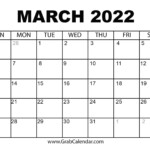 Printable March 2022 Calendar