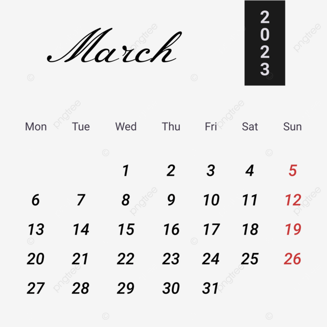 Simple Black March 2023 Calendar March 2023 March Calendar 2023