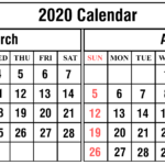 2020 March Calendar In PDF Word Excel Printable Format