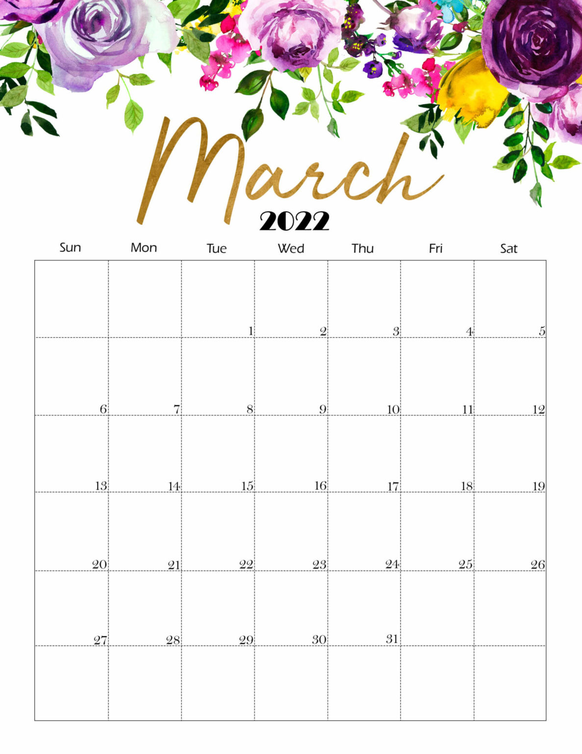 2022 Printable March Calendar Printable Word Searches