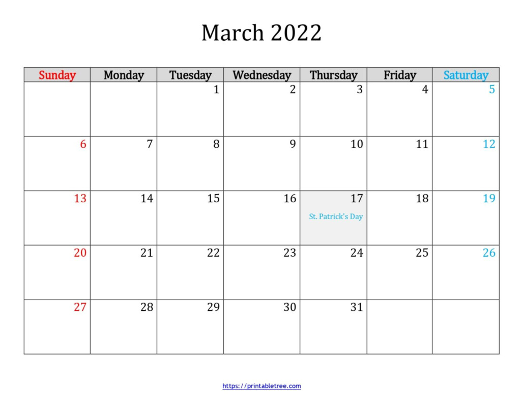 2022 Printable March Calendar Printable Word Searches