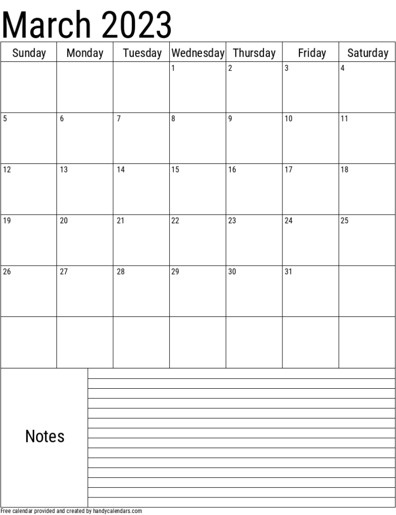 2023 March Calendars Handy Calendars