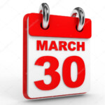 30 March Calendar On White Background Stock Photo ICreative3D