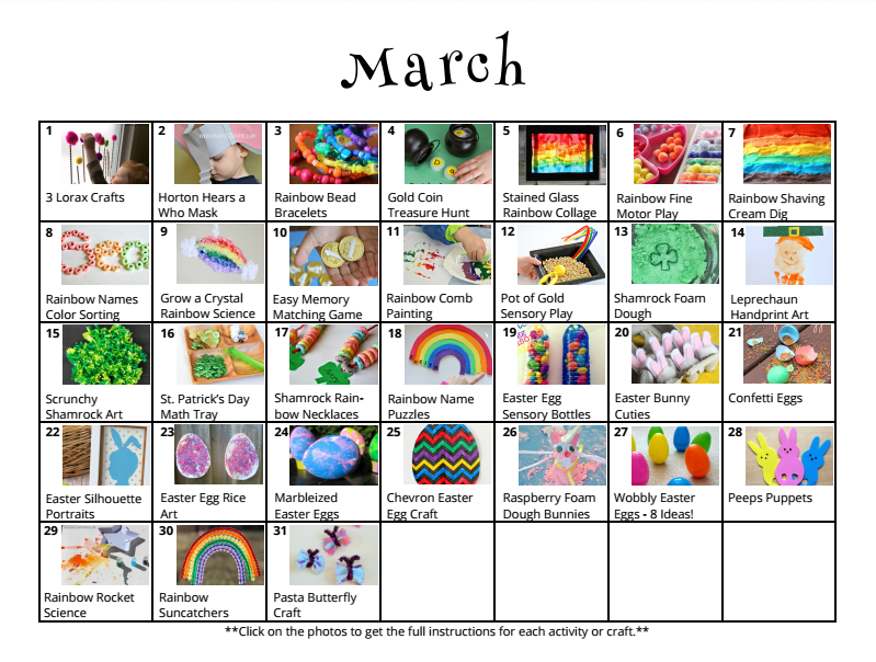 31 March Activities For Kids Free Activity Calendar And Next Comes