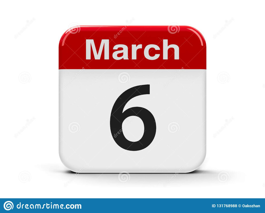 6th March Calendar Stock Illustration Illustration Of Holiday 131768988