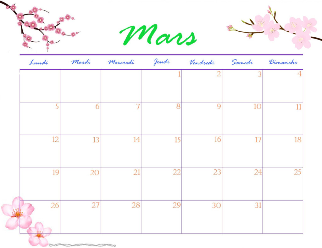 A Calendar I Made For March 2012 It s In French And The Week Starts 