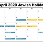 April 2020 Jewish Holidays Calendar Jewish Holiday Calendar Holiday