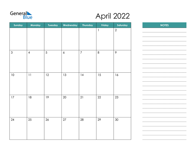 April 2022 Calendar PDF Word Excel 