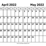 April And May 2022 Calendar