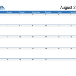 August 2023 Calendar PDF Word Excel