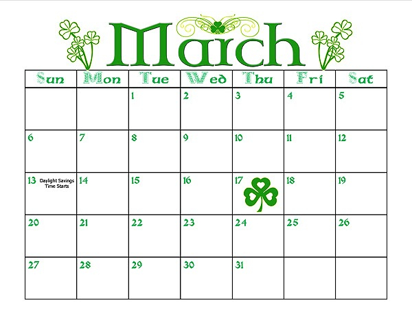 Blooming Homestead March Calendar