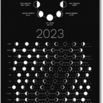 Buy 2023 Moon Phase Calendar Hangable Dark Lunar Wall Poster Unique