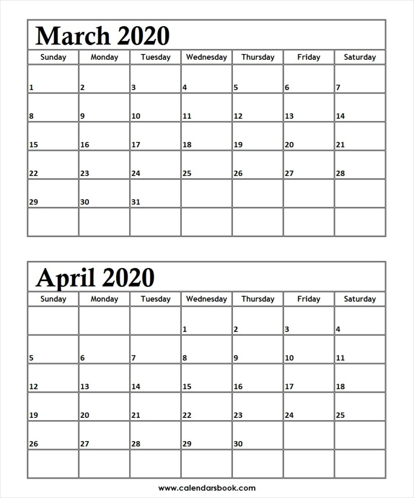 Calendar 2020 March April Calendar Printables Free Templates