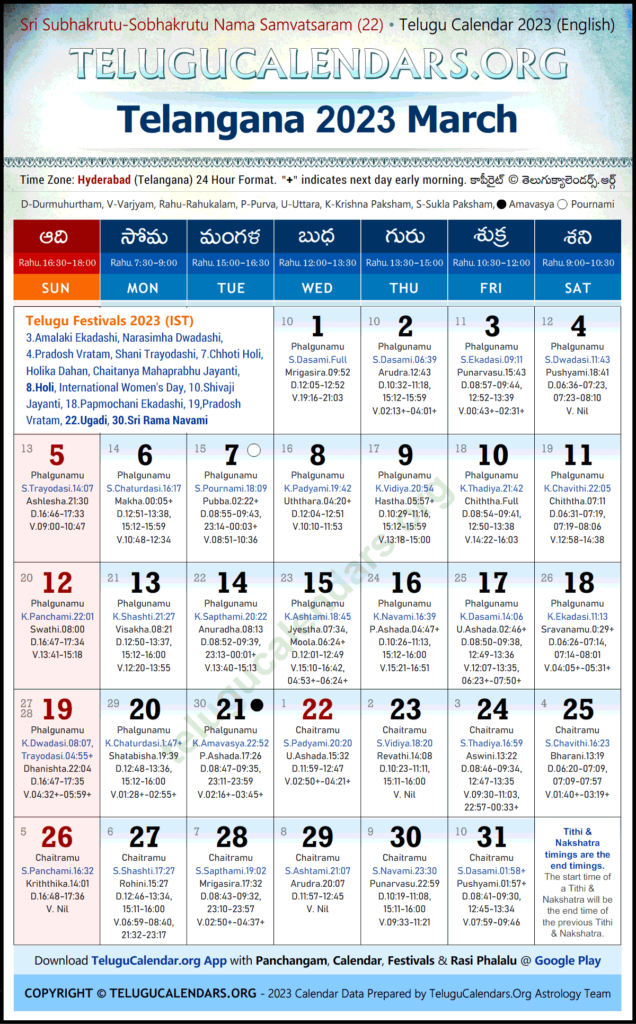 Calendar 2023 Telugu March Get Calendar 2023 Update