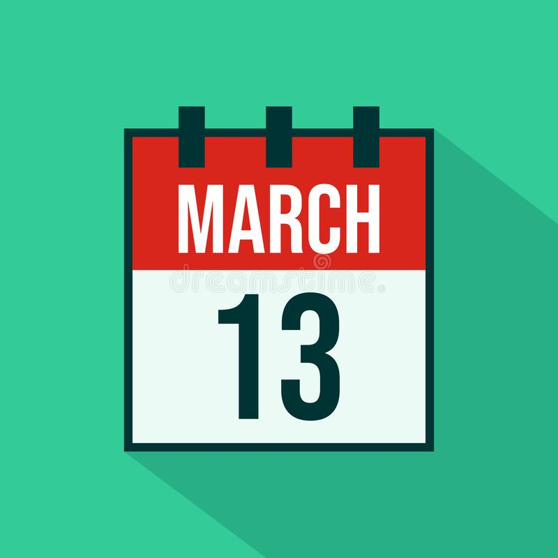 Calendar Icon Of 13 March Vector Stock Vector Illustration Of 