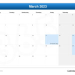 Calendar March 2023