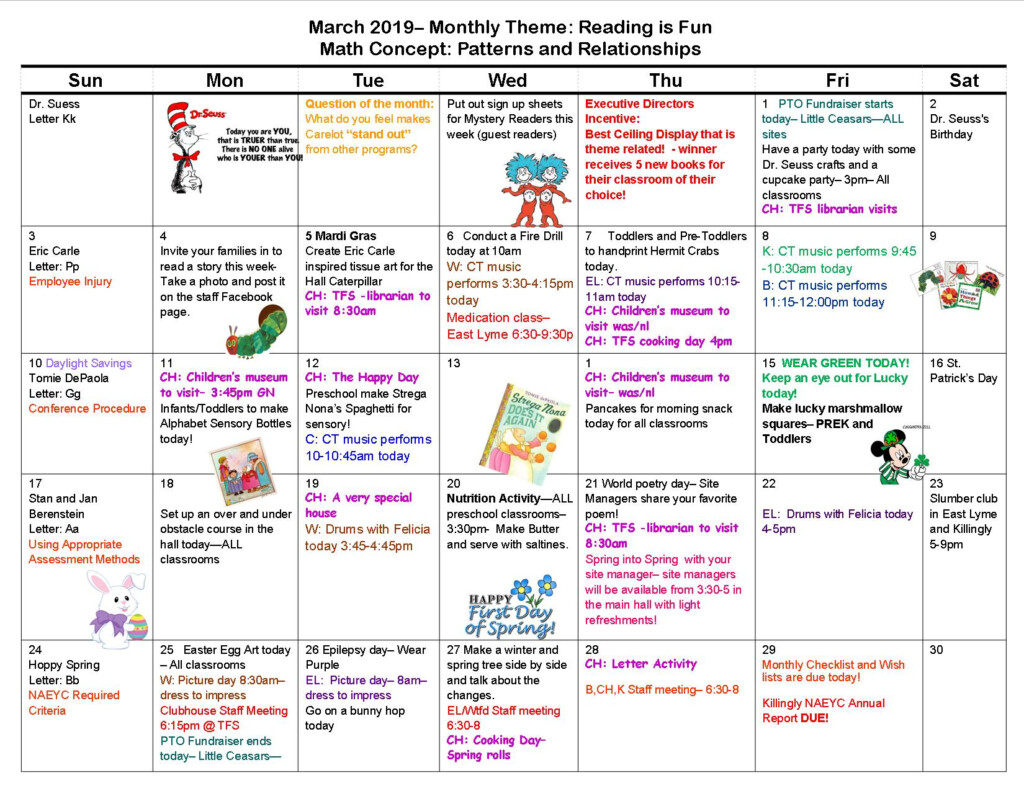 Calendar Of Events Carelot Children s Center Carelot Children s Center