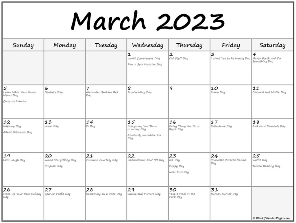 Cool March 2023 Calendar With Holidays 2022 Calendar With Holidays 