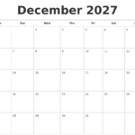 December 2027 Calendars Free