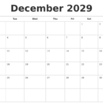 December 2029 Calendars Free