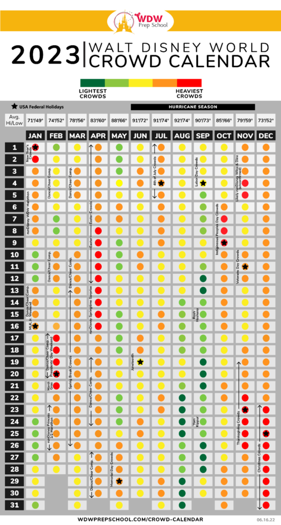 Disney World 2022 2023 Crowd Calendar best Times To Go In 2022 