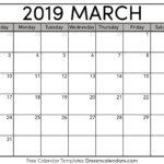 Download Printable March 2019 Calendars