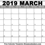 Download Printable March 2019 Calendars