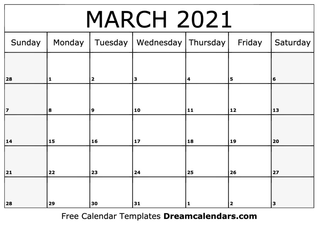 Download Printable March 2021 Calendars