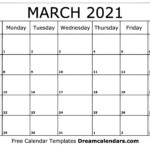 Download Printable March 2021 Calendars