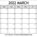 Download Printable March 2022 Calendars