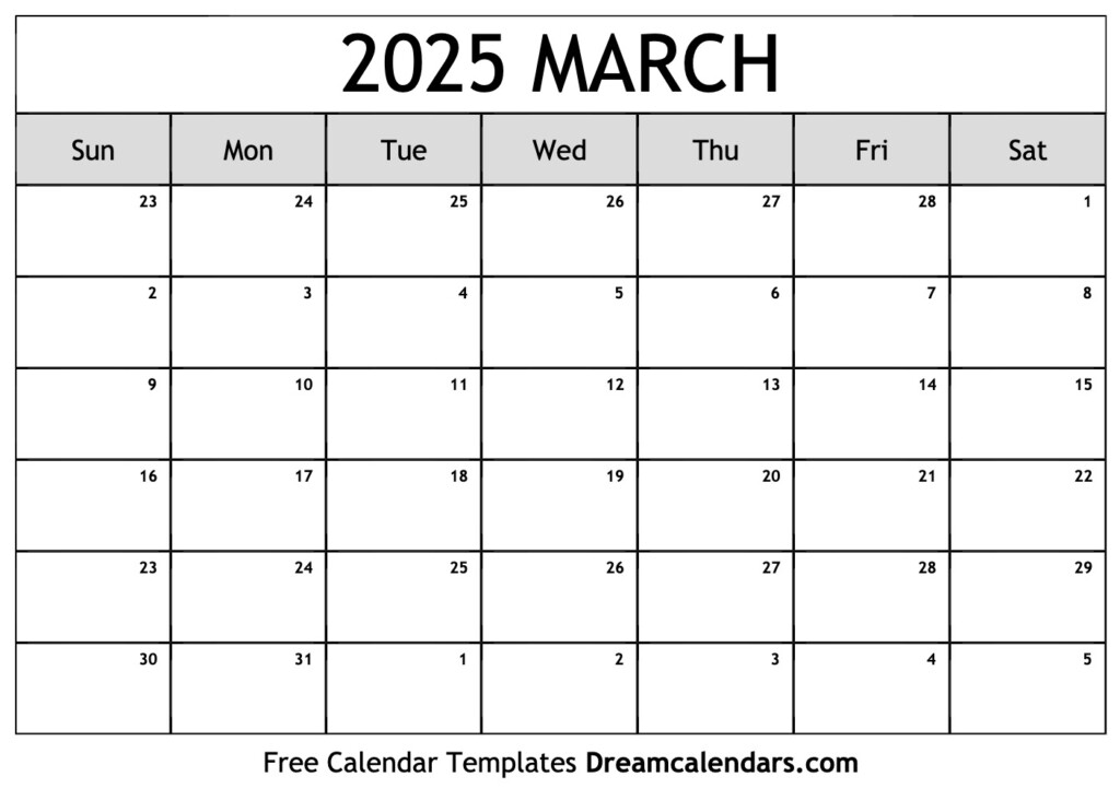 Download Printable March 2025 Calendars