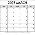 Download Printable March 2025 Calendars