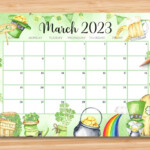 EDITABLE March 2023 Calendar Happy St patrick s Day Etsy