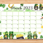 EDITABLE March 2023 Calendar Happy St Patrick s Day With Cute Gnomes