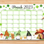 EDITABLE March 2023 Calendar Happy St Patrick s Day With Cute Gnomes