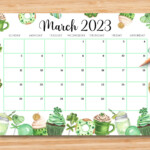 EDITABLE March 2023 Calendar Happy St patrick s Day With Etsy UK