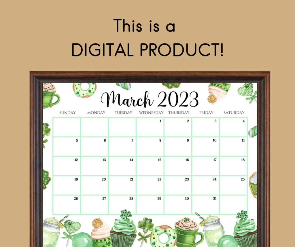 EDITABLE March 2023 Calendar Happy St patrick s Day With Etsy UK