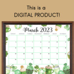 EDITABLE March 2023 Calendar Happy St patrick s Day With Etsy UK