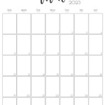 Elegant Aesthetic Printable Vertical Calendar 2023 By Saturday Gift