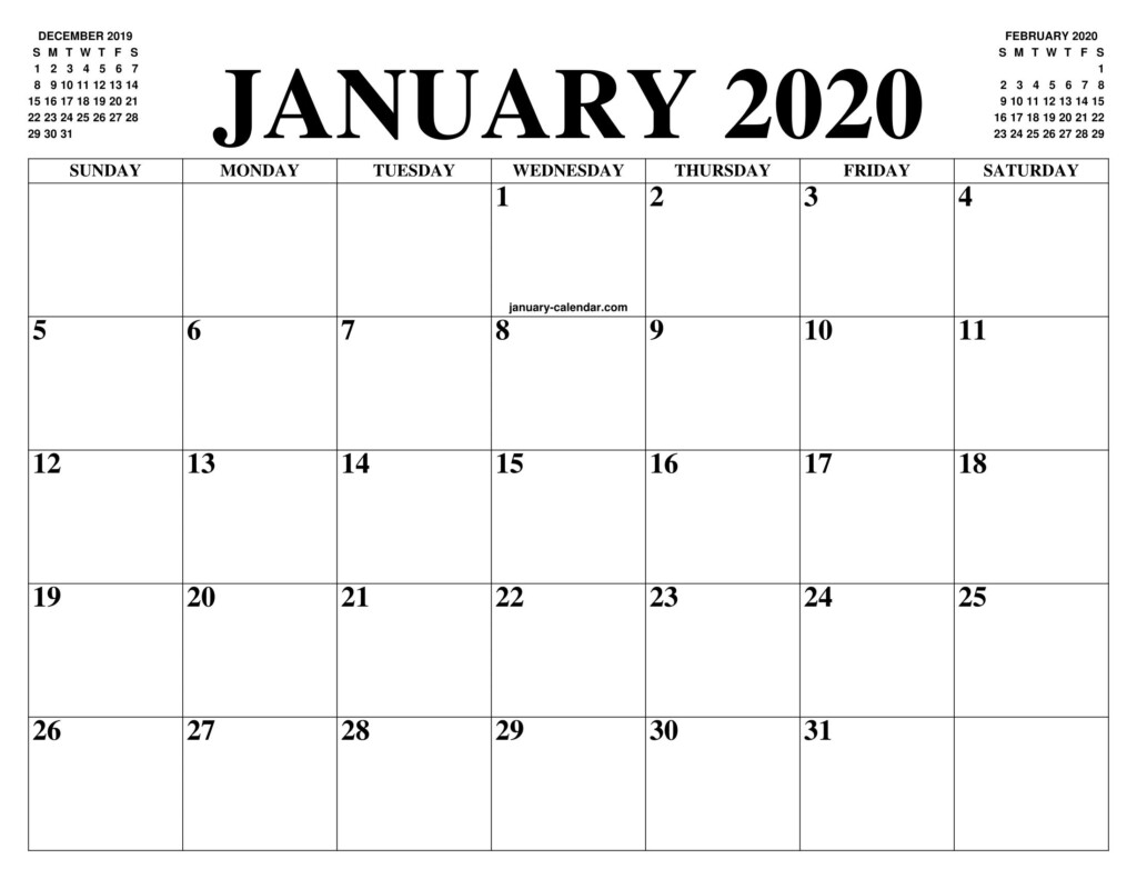 Exceptional Free Very Large Squares Blank Printable Calendar 2020 