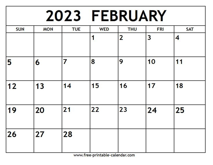 February 2023 Calendar Free printable calendar Free Printable 